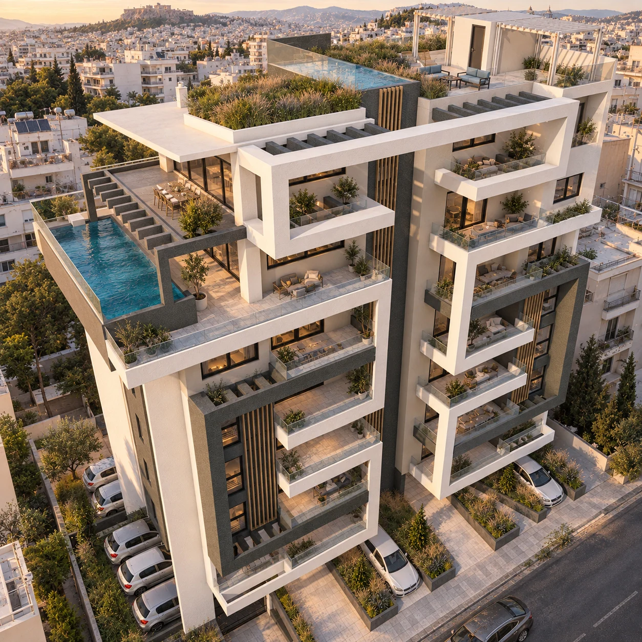 Λυκούργου 95 · Εναέρια άποψη κτιρίου και δώματος